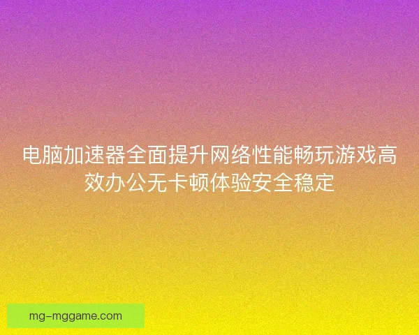 电脑加速器全面提升网络性能畅玩游戏高效办公无卡顿体验安全稳定